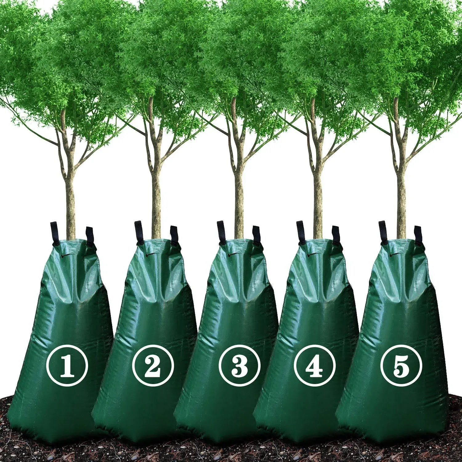 KONIGEEHRE 20 Gallon Tree Watering Bags, Reusable, Heavy Duty, Slow Release Water Bags for Trees, Premium PVC Tree Drip Irrigation Bags 5 Pack