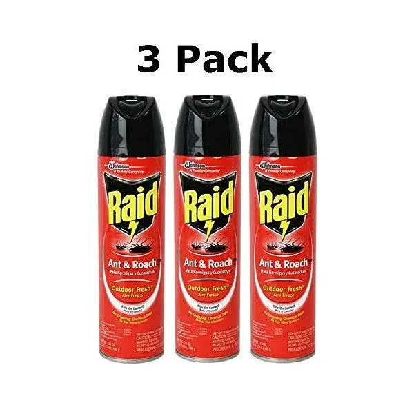 Raid Ant and Roach Killer Spray Outdoor Fresh Scent 17.5 Ounce 3 Pack