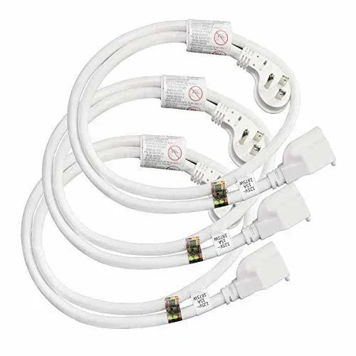 FIRMERST 1875W Flat Plug Low Profile Extension Cord 3ft 14/3 15A White (3 Pack)