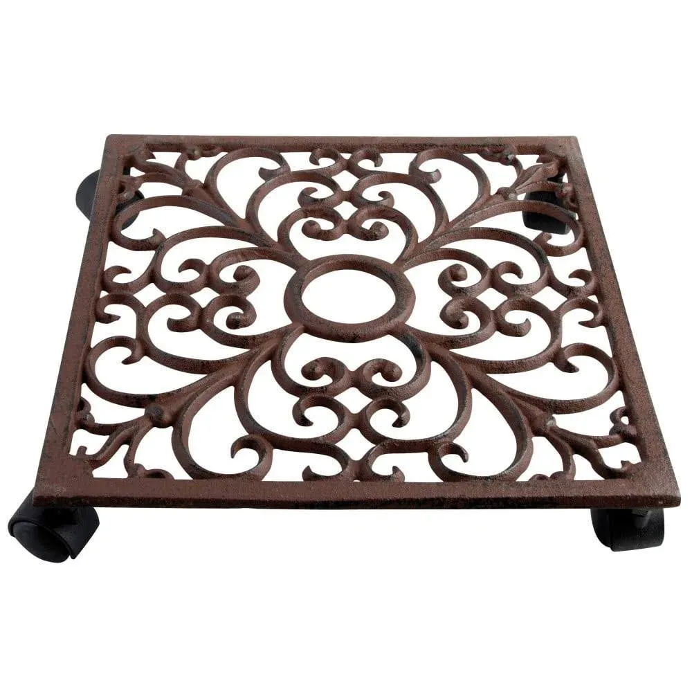 Plant Trolley - Square Cast Iron w/ Hole for Display - Traditional - Plant Stands And Telephone Tables - by Parpadi | Houzz