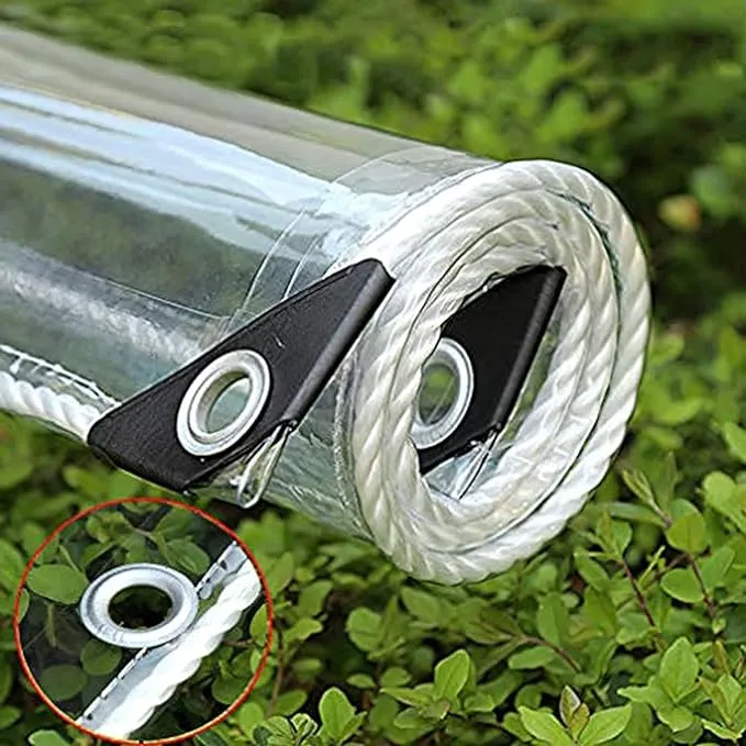 6.6'x8.2' Clear Tarps Heavy Duty PVC Vinyl 14 Mil Thick Tarpaulin Glass Tarpaulin with Metal Grommets，Protects Against Water, Tear, Cold Weather Resistan for Greenhouse Balcony Garden