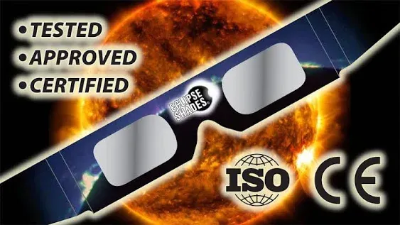 Rainbow Symphony Plastic Solar Eclipse Glasses, CE & ISO Certified, Safe for Direct Sun, Made in USA