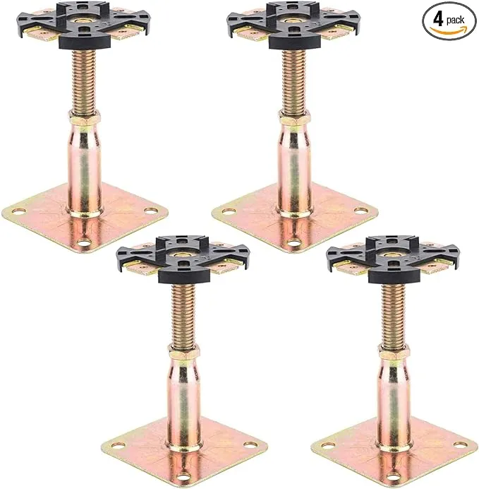 4 Pieces Adjustable Elevated Post Base,Support Beams, Floor Support Beams, Most Home Product Support Systems (ZJ-004)