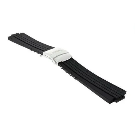 Ewatchparts 24MM SILICONE RUBBER DIVER STRAP BAND COMPATIBLE WITH ORIS TT1 & WILLIAMS F1 BLACK TOP QLTY