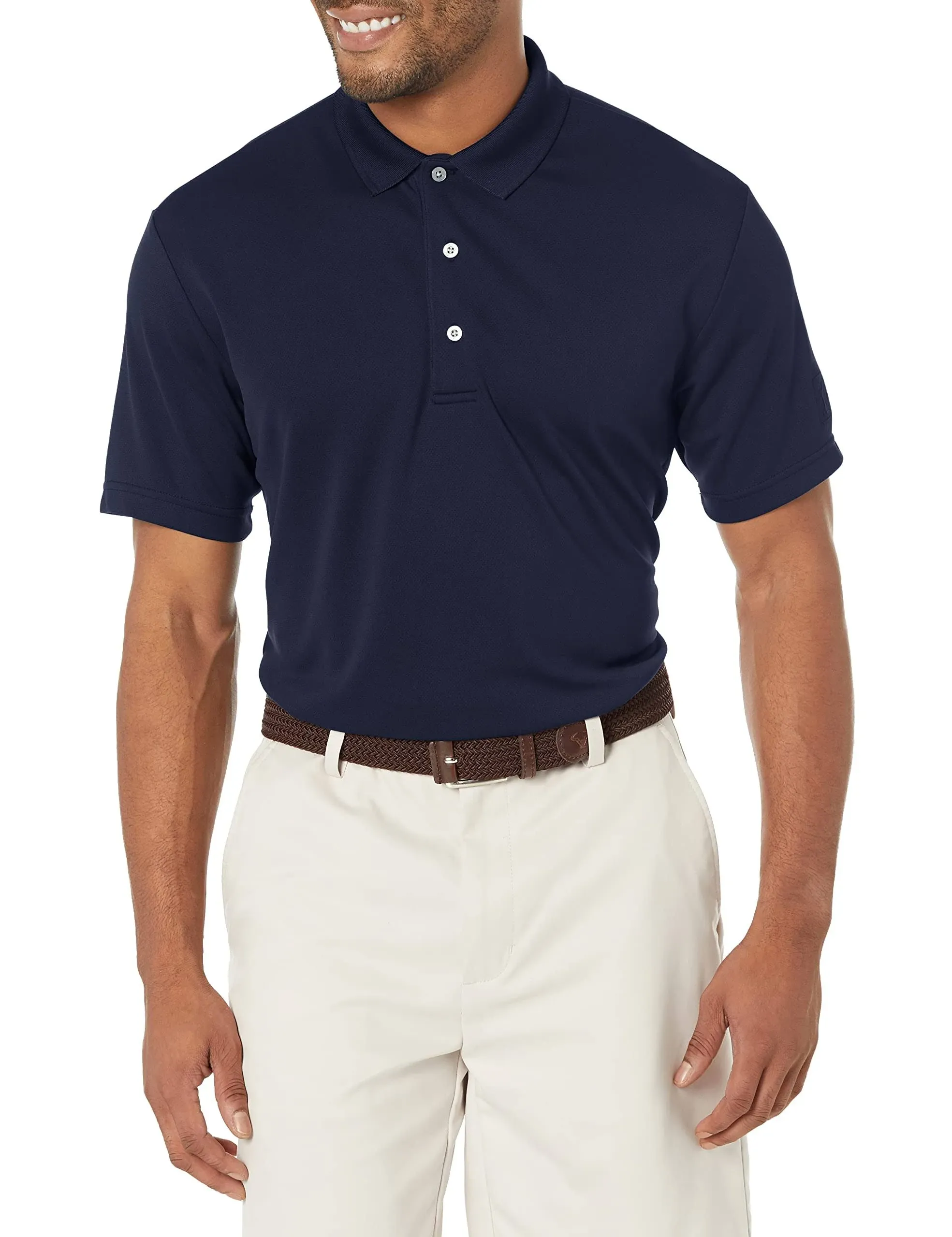 Pga Tour Men's Short Sleeve Airflux Golf Performance Solid Polo Shirt, Size: Small, Blue