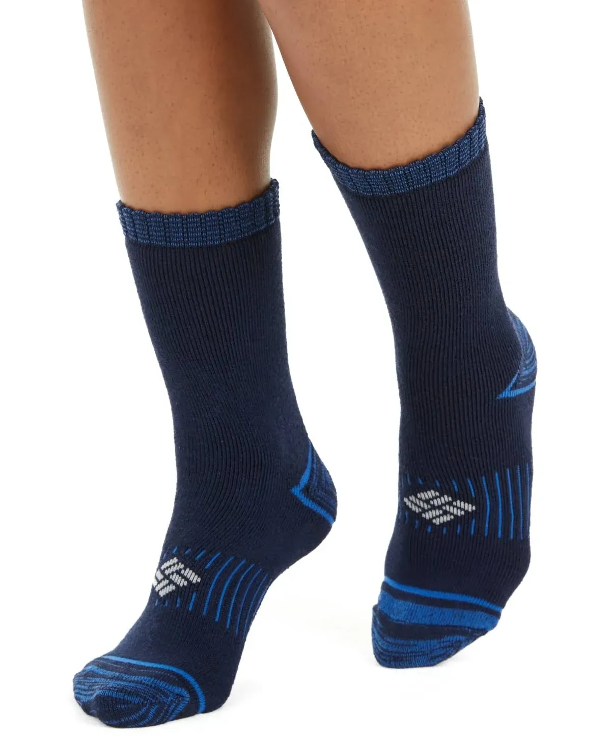 Women Columbia Crew Socks Moisture Control Cotton Blend 4-10 - 2 Pairs Navy New