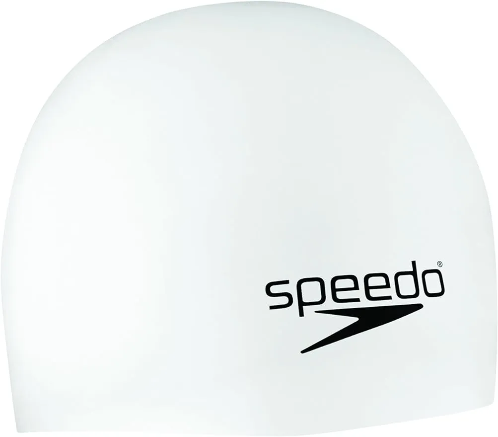 Speedo Elastomeric Solid Silicone Swim Cap, White