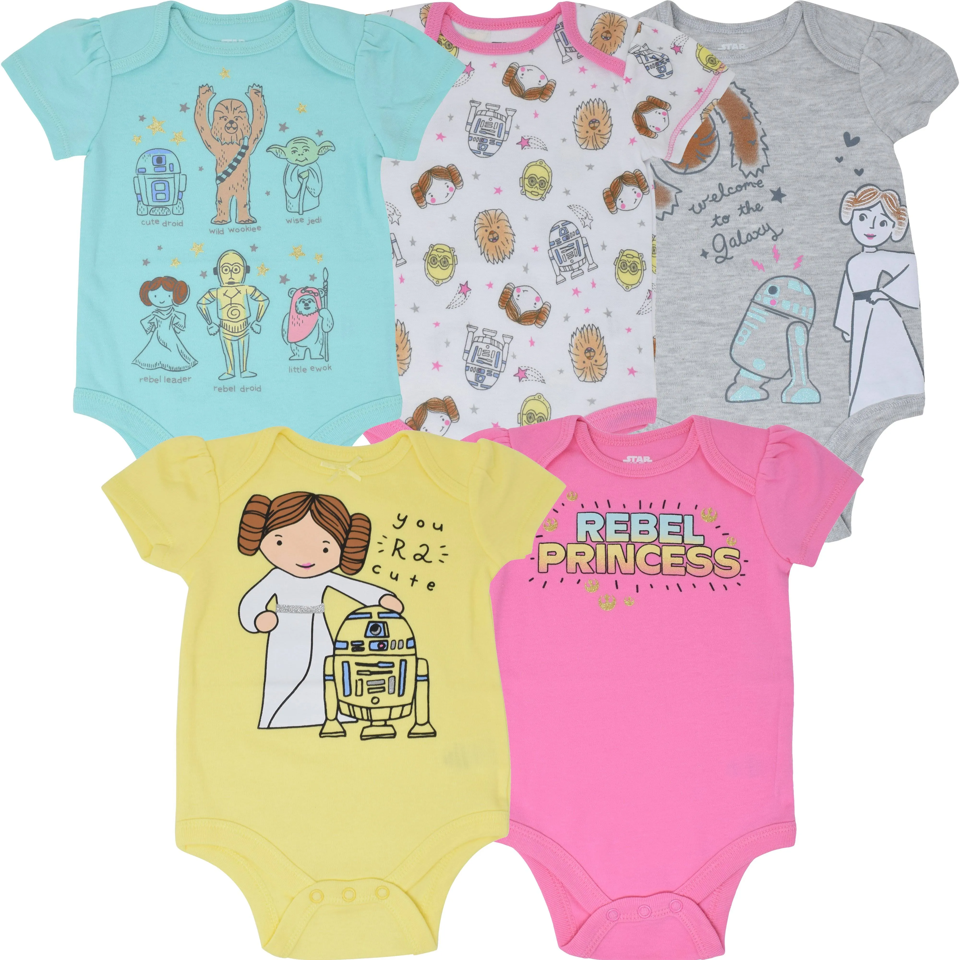 Star Wars Baby Girls' 5 Pack Bodysuits | imagikids Kids Clothes 0-3 Months