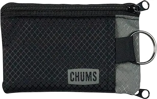 Chums Surfshorts Wallet - Lightweight Zippered Minimalist Wallet with Clear ID Window - Water Resistant with Key Ring