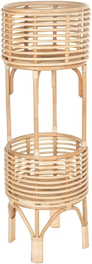 KOUBOO Rattan Indoor Two-Tier Plant Stand, Natural Planter, Large, Brown