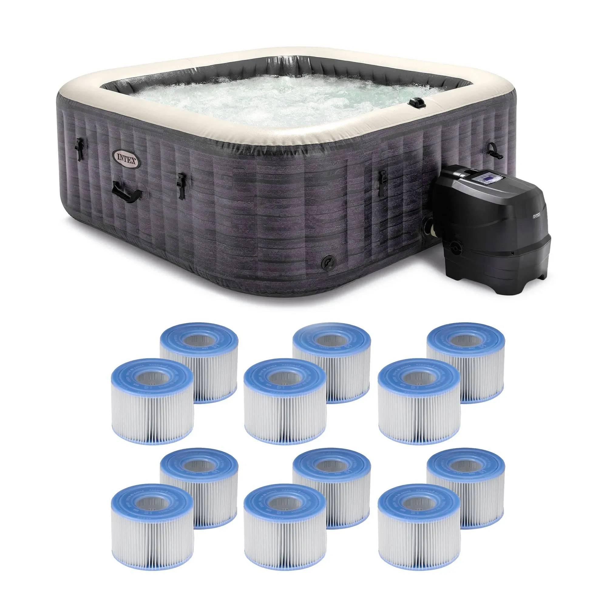 Intex 94 x 28" PureSpa Plus 6-Person Greystone Hot Tub Spa. with /S1 Filter Cartridge (12 Pack)