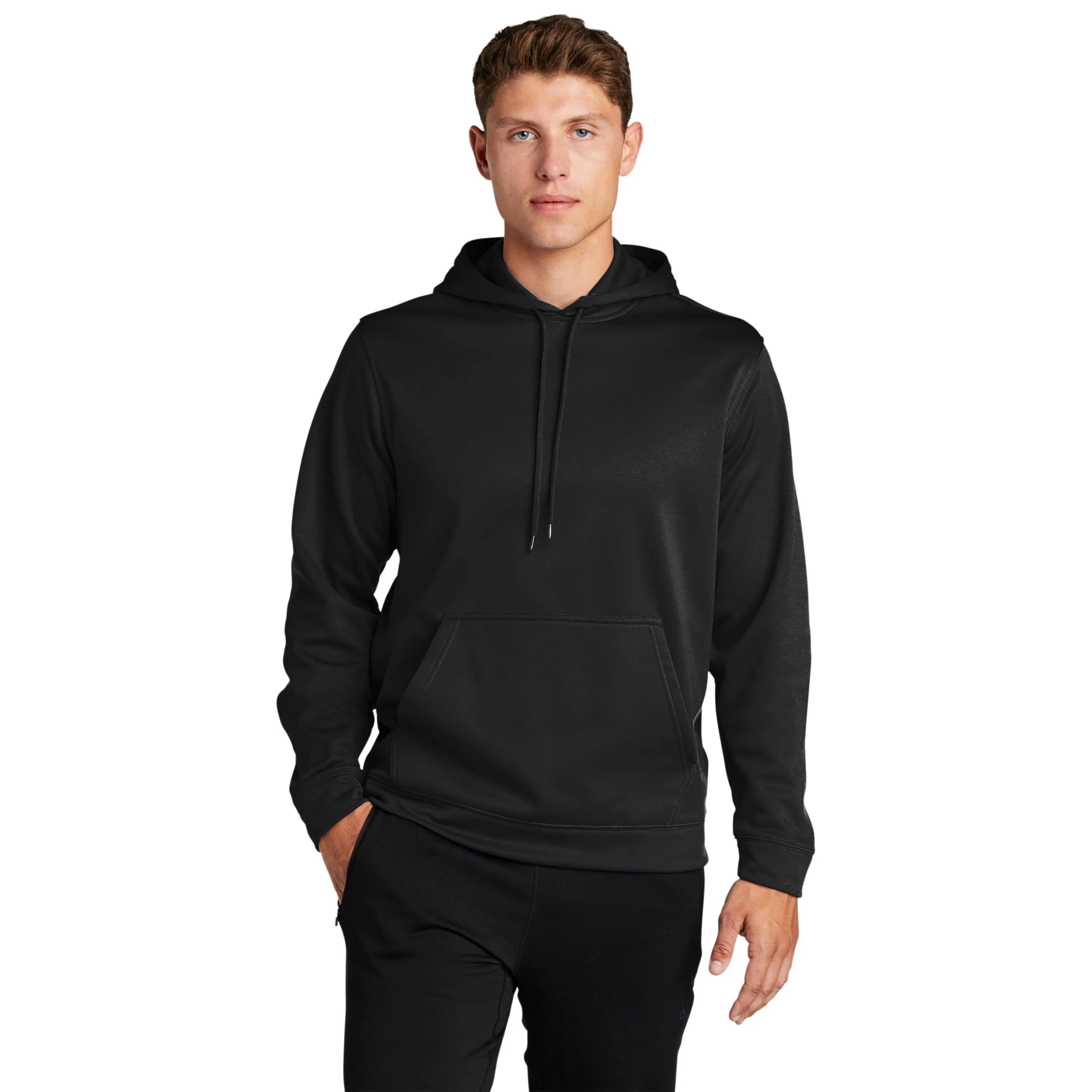 "Sport-Tek Men's Black Sport-Wick Fleece Hooded Pullover"