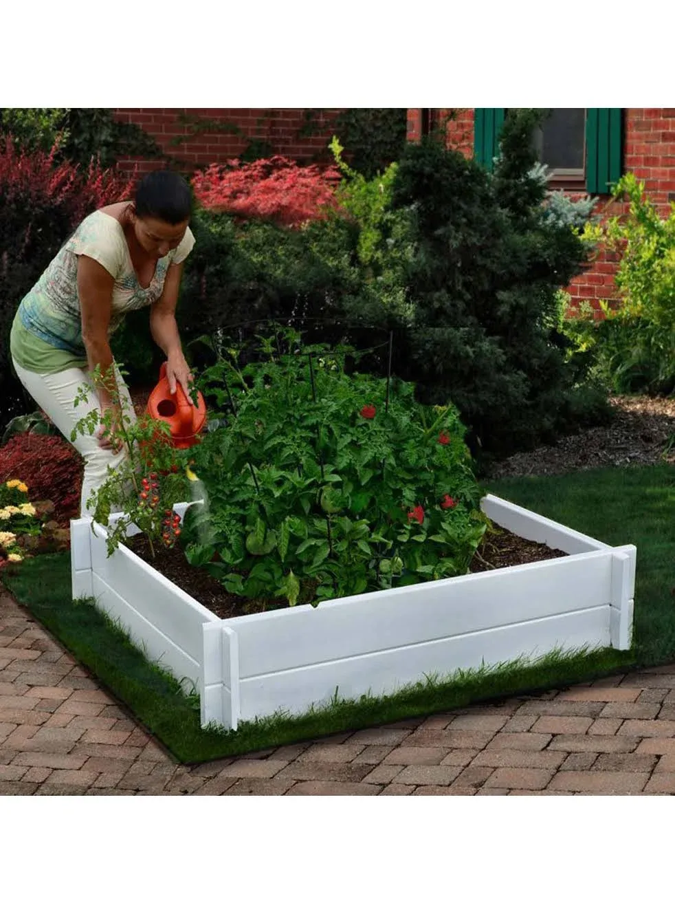 Vita Hudson 48"W x 48"L Screwless Vinyl Garden Bed, White