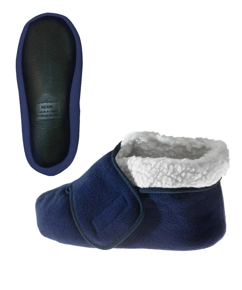 Silverts Deep and Wide Diabetic Bootie Slipper Women/Men Navy 