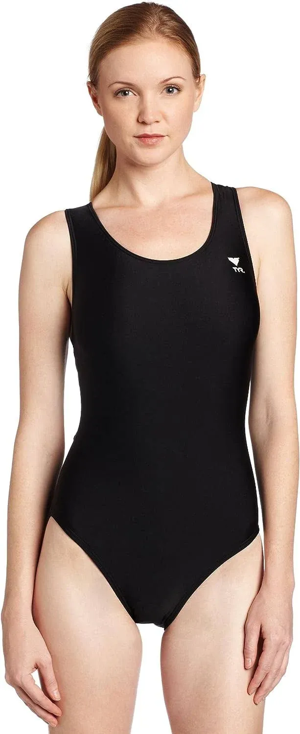 TYR MSO1A Women's TYReco Solid Maxfit Swimsuit - Black, 42