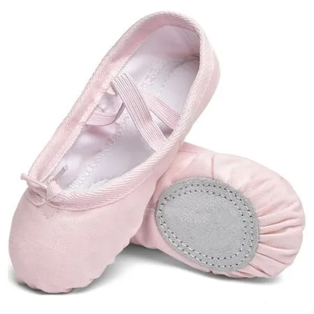 Stelle Canvas Ballet Shoes Spit Dance Slippers Flats Yoga Adjustable Bowknot Dance Shoes for Toddler Girls,Ballet Pink,7 Toddler