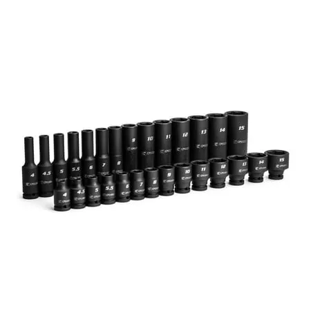 Capri Tools 1/4 in. Drive Metric 6-Point Shallow and Deep Impact Socket Set (28-Piece)