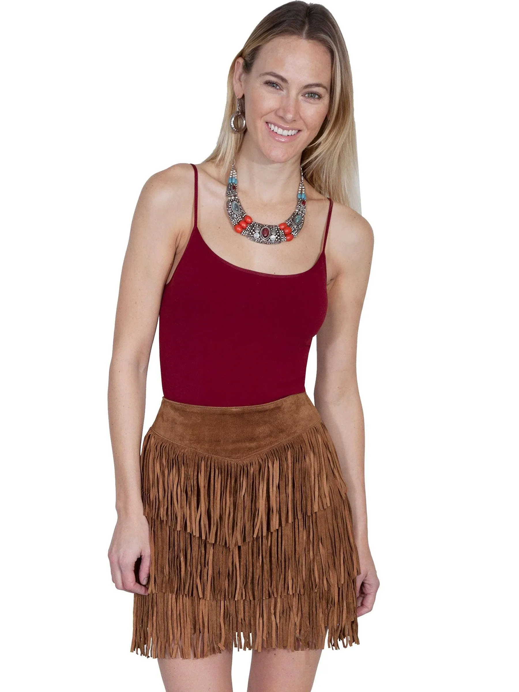 Scully Womens Suede Fringe Mini Skirt