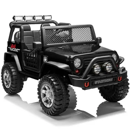 4WD 12V Electric Kids Ride On Car Truck with 2 Seater Parent Remote Control 10Ah Battery Powered 3 Speeds Ride-on Motorized Cars w/ LED Lights Spring Suspension for Girl Boy Rose Black