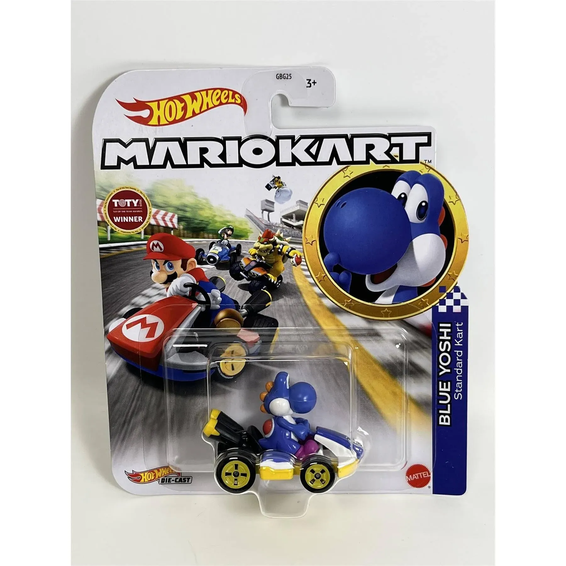 Hot Wheels Mario Kart 1:64 Scale Light-Blue Yoshi Standard Kart Collectible Vehicle