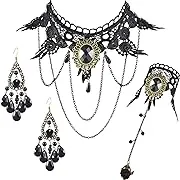 Boao Black Choker Necklace Retro Gothic Lolita Style Jewelry with Vintage Lace ...