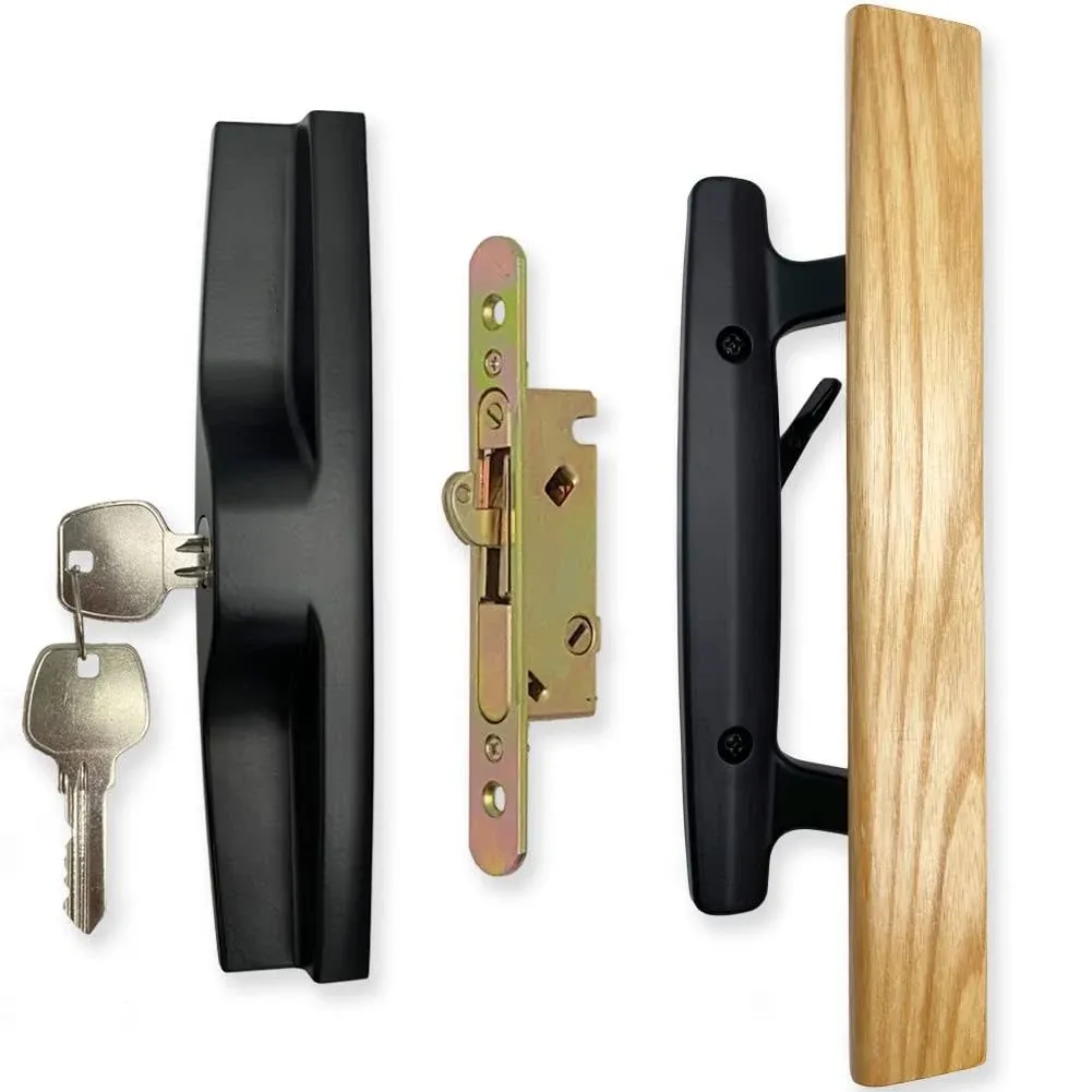 ALLYWASAI Sliding Patio Door Handle Set with Mortise Lock, Key Cylinder and Face ...