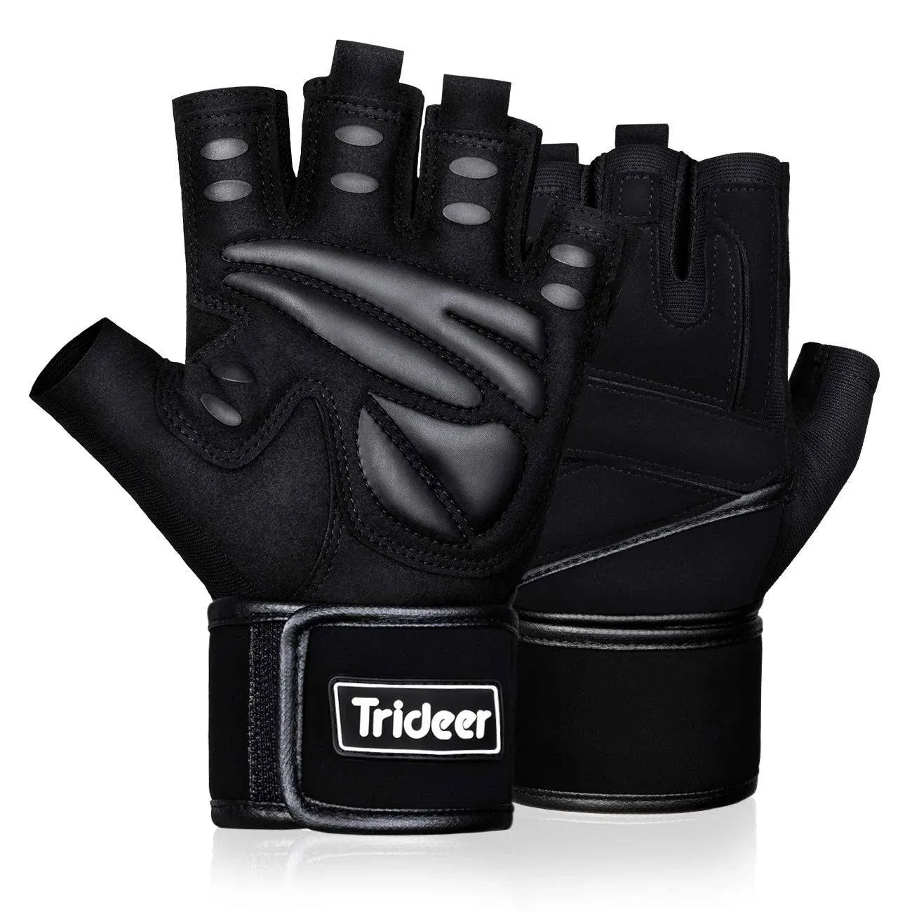 Trideer Padded Workout Gloves for Men Gym Weight Lifting Gloves with Wrist Wrap Support