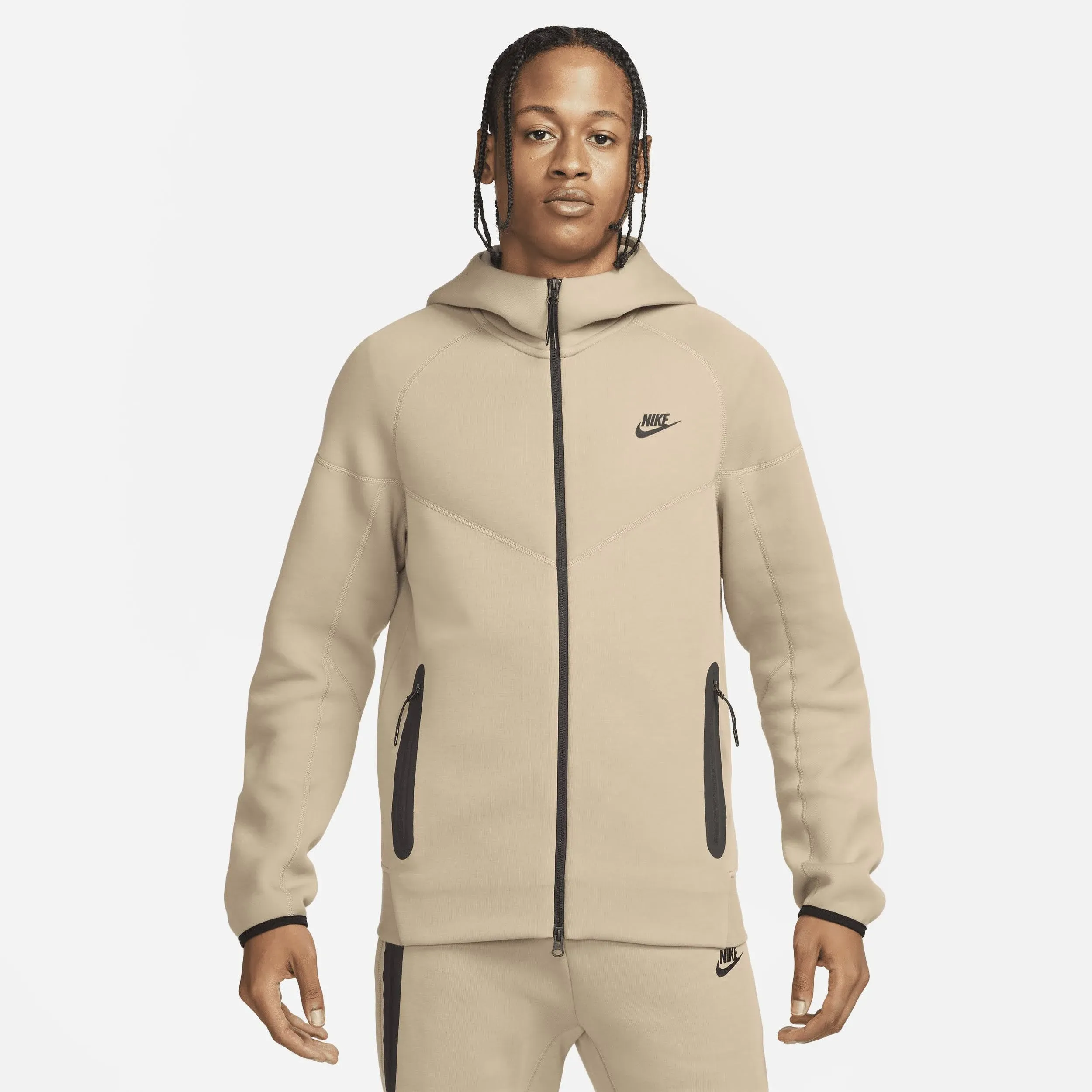 Nike Men's Tech Fleece Full-Zip Windrunner Hoodie, XL, Khaki