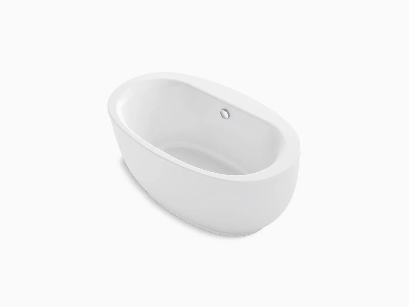 Kohler K-24002-0 White Sunstruck 60" x 34" Oval Freestanding Bath with Fluted Shroud and Center Drain