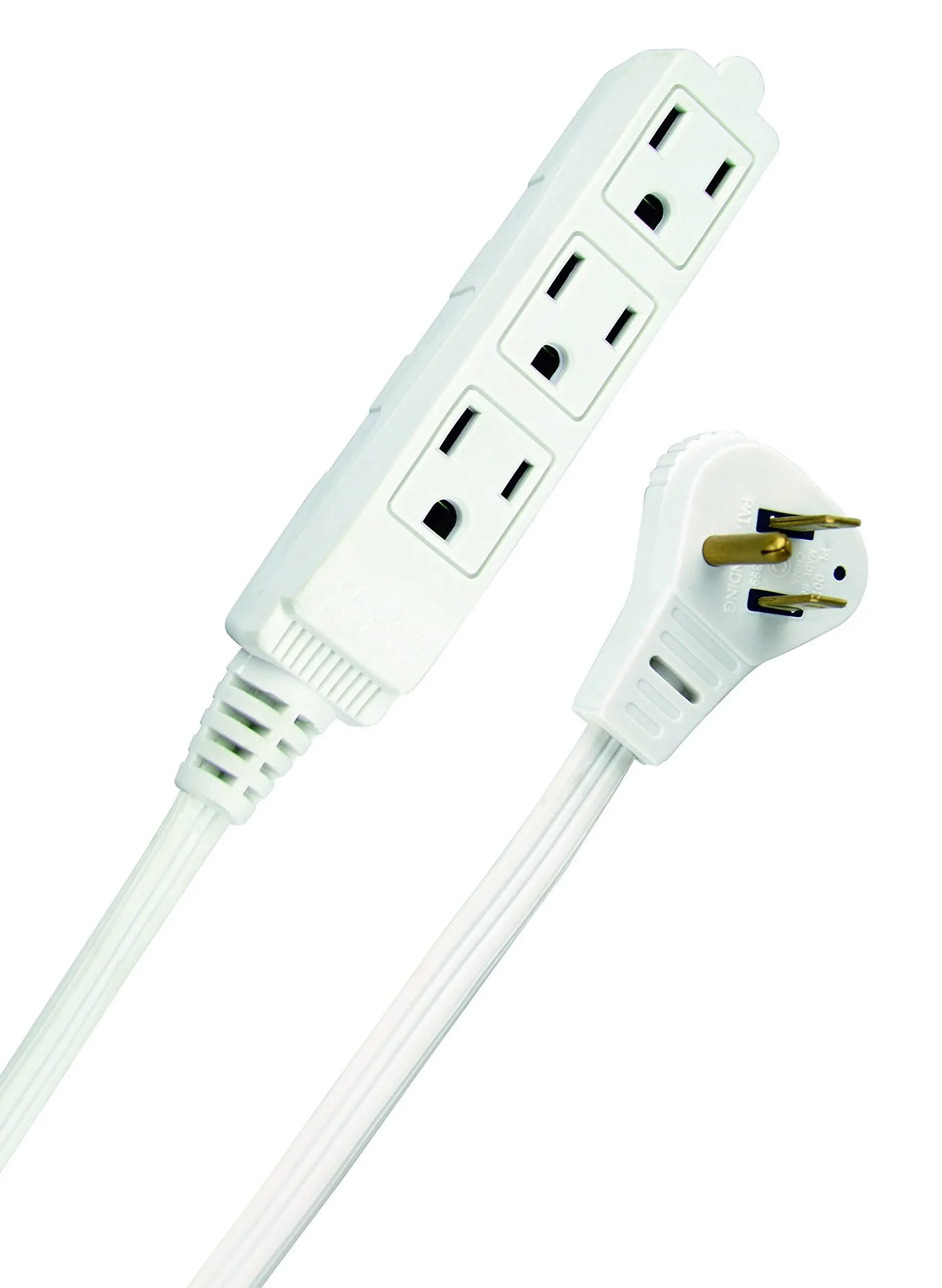 Slimline 2232 Flat Plug Extension Cord, 3-Wire, White, 13'