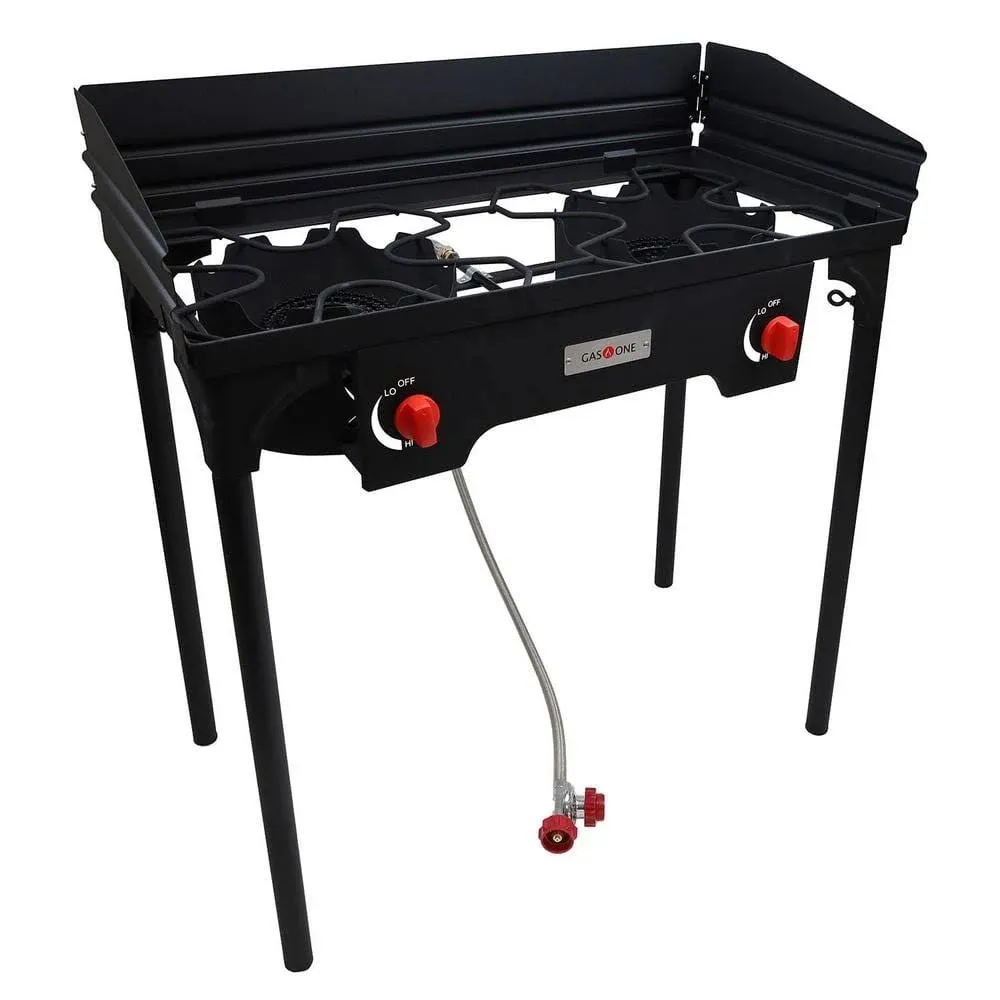 Gas One Double Burner Propane Gas Outdoor Cooker with Windscreen