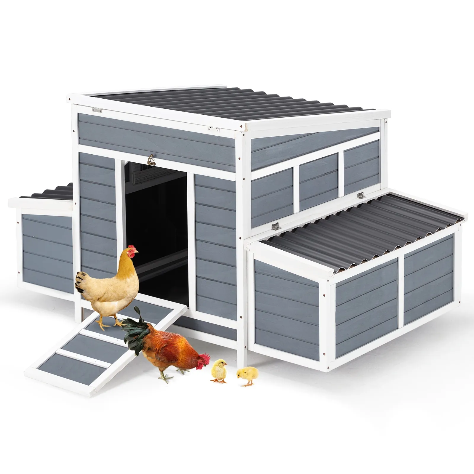 AECOJOY Large Chicken Coop Wooden Chicken Cage Hen House w/Nesting Box - Bed Bath & Beyond - 37744561