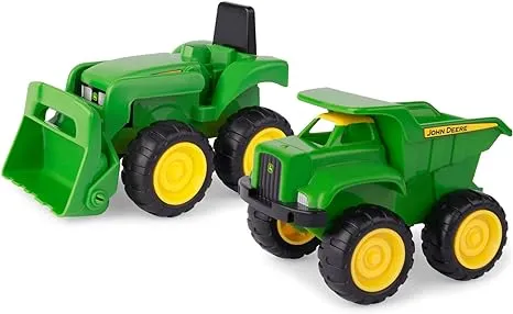 John Deere Vehicle Set - Includes Dump Truck Toy and Tractor Toy with Loader - Ages 18 Months and Up - 6 Inch, Green, 2 Count