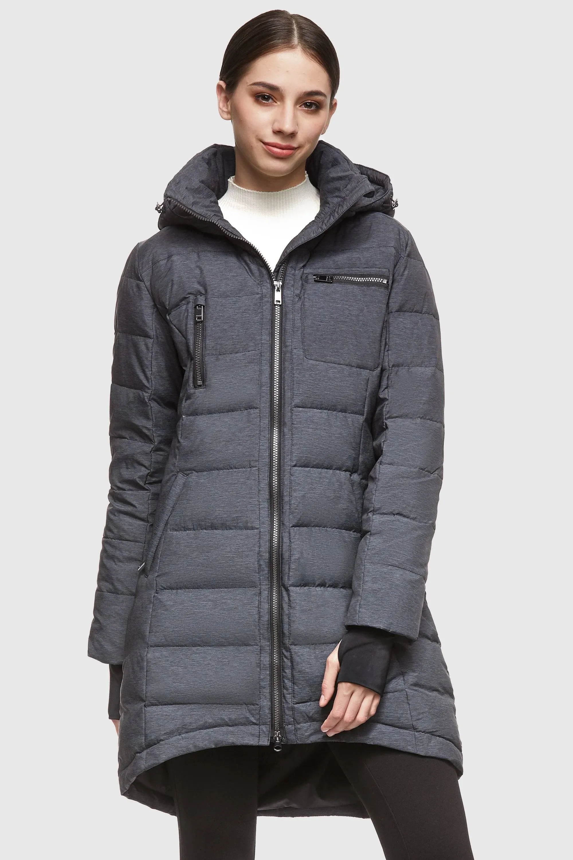  Women&#039;s Down Jacket Coat Mid-Length X-Large Darkgrey