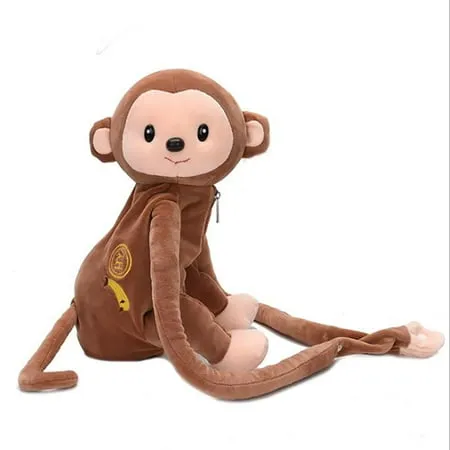 huntermoon Women Lovely Monkey Plush Backpack Shoulder Bag Cartoon Children Stuffed Animal Crossing Bag Messenger Bags Birthday Gift