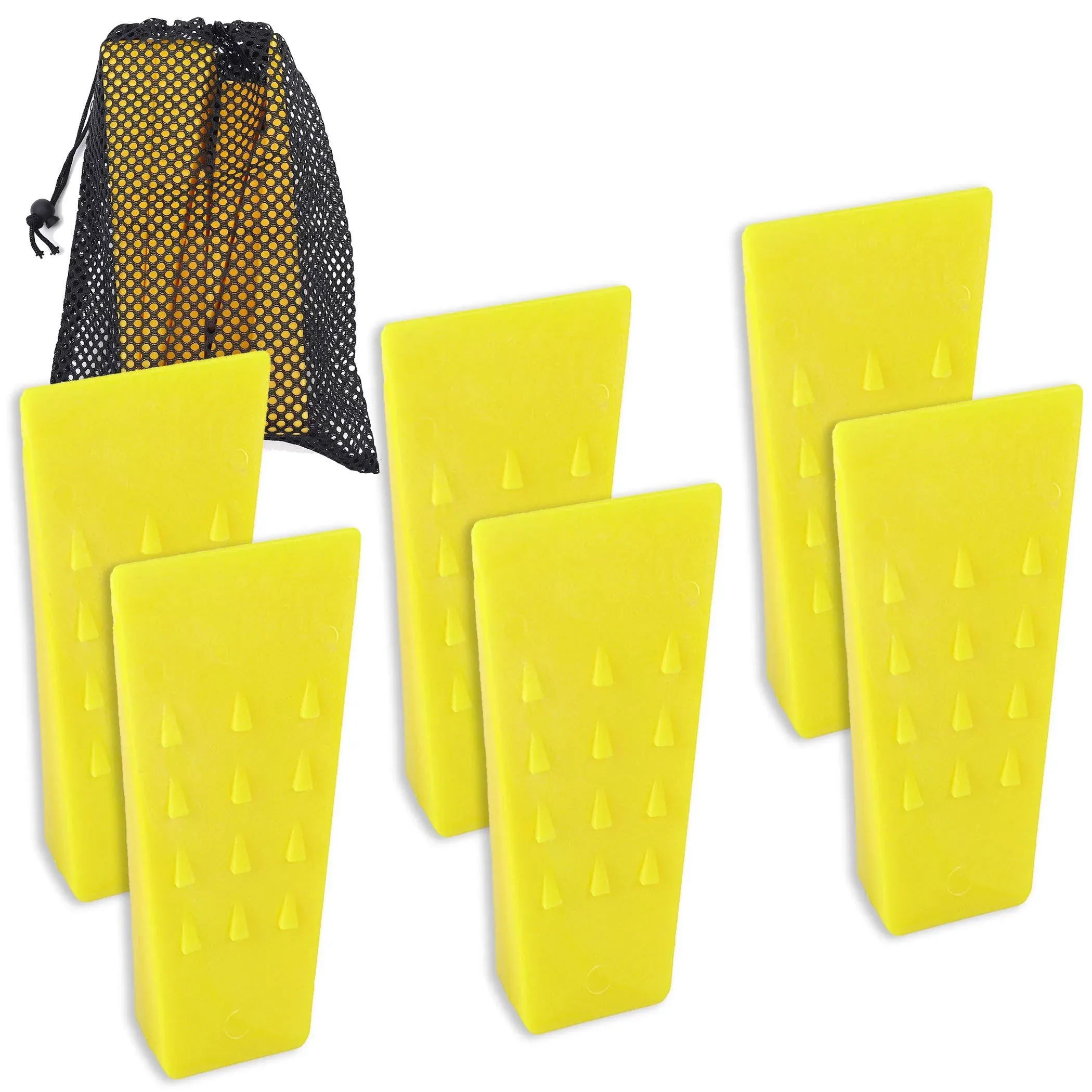 AR-PRO 6 Pack Tree Felling Wedges with Spikes for Safe Tree Cutting – 5.5” Wedges with Storage Bag; 6 Felling Dogs to Guide Trees Stabilize and