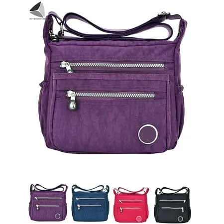 Sixtyshades Womens Nylon Crossbody Shoulder Bag Waterproof Casual Messenger Bags Fashion Purse Handbag (Purple)