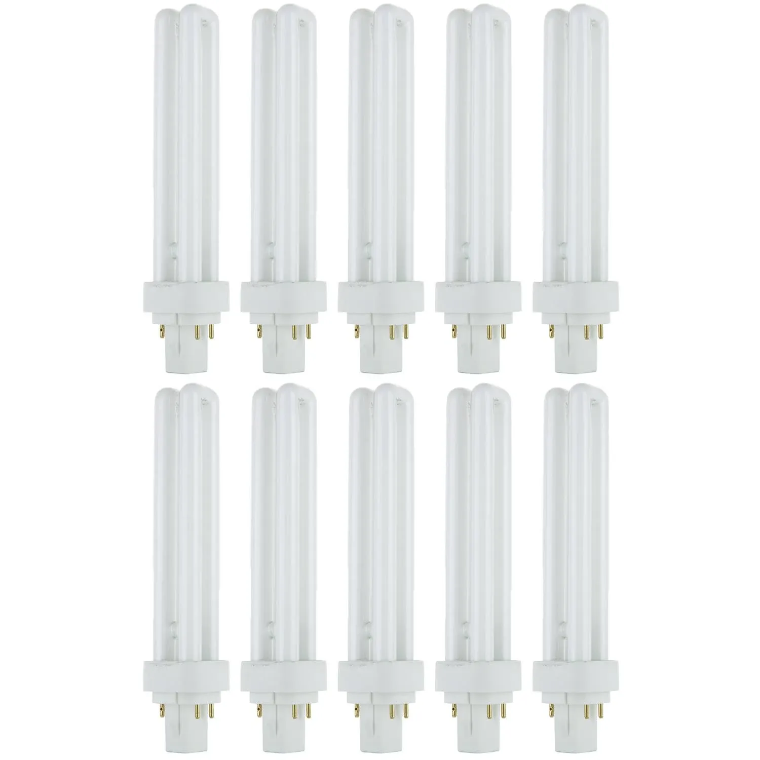 10 Pack Sunlite 26 Watt PLD 4-Pin Double Twin Tube, G24Q-3 Base, Super White