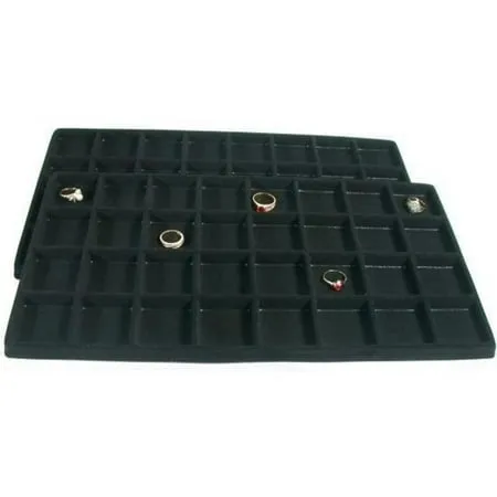 2 Black 32 Slot Coin Jewelry Showcase Display Tray Inserts