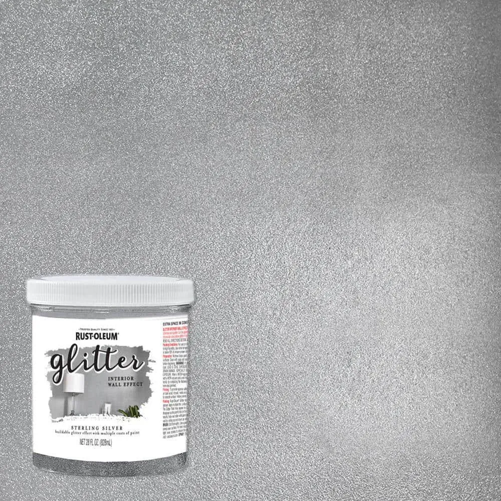 Sterling Silver, Rust-Oleum Specialty Glitter Interior Wall Paint, Quart -2 Pack