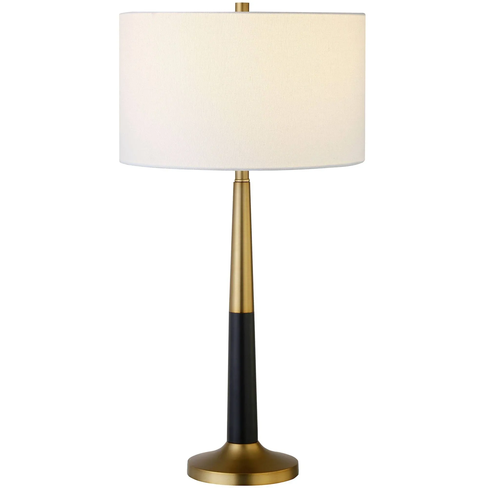 Henn&amp;Hart 15&#034; Brass/Matte Black Metal/Fabric Table Lamp