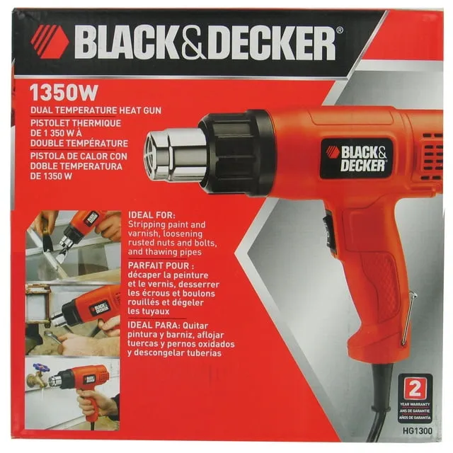 BLACK+DECKER Heat Gun, 1350 Watt, Dual Temperature Settings, Corded (HG1300)