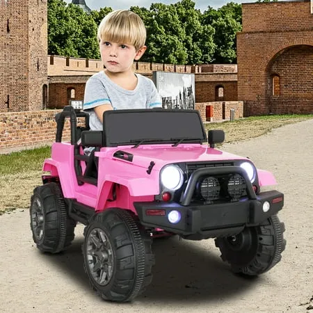 Cfowner 12V Large Kids Electric Ride on Car Motorized Truck Battery Powered Children Electric Vehicles Wheels Suspension Remote Control LED Lights Music Bluetooth