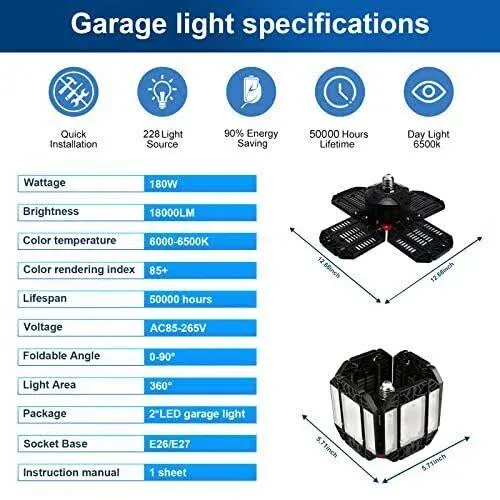 Rehave Garage Lights Ceiling Led, 12 Panel Ceiling Led Plug In Shop