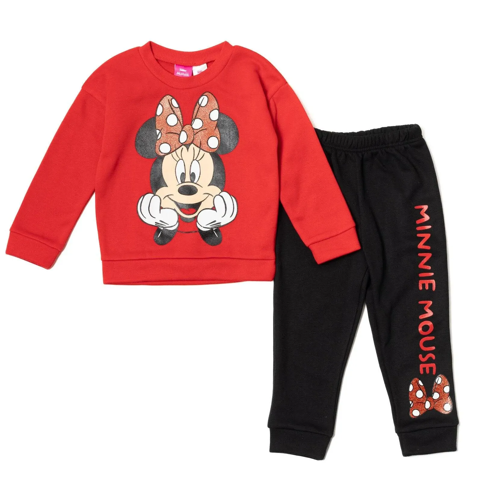 Disney Minnie Mouse Toddler Girls Fleece Pullover Sweatshirt Pants Set Gray 5T