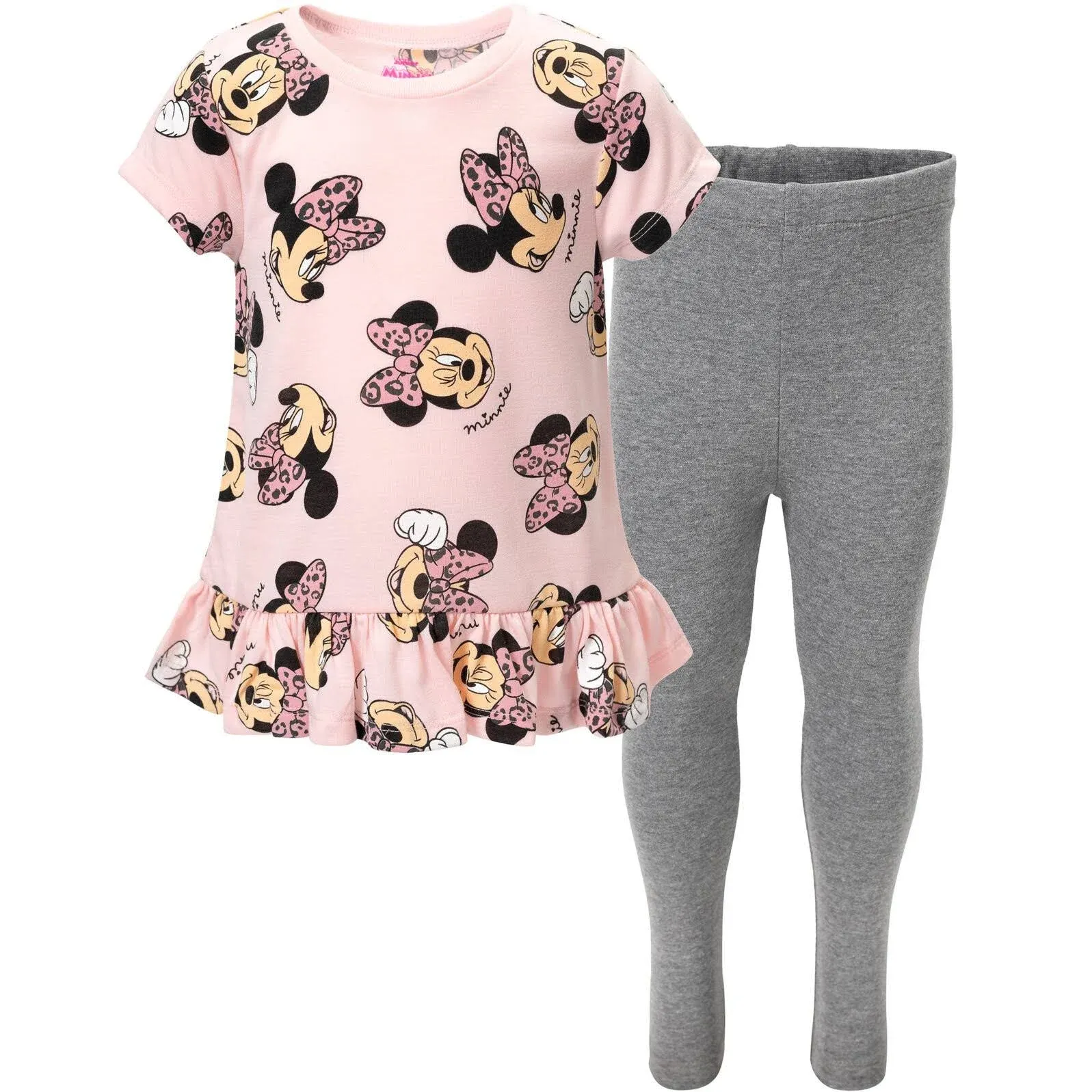 Disney Minnie Mouse Infant Baby Girls T-Shirt and Leggings Outfit Set Pink / Gray ...