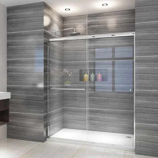 ELEGANT Showers 54" W x 72" H Glass Shower Doos, Semi-Frameless 2 Bypass Sliding Shower Doors, 1/4" Clear Glass Panel, Chrome Finish