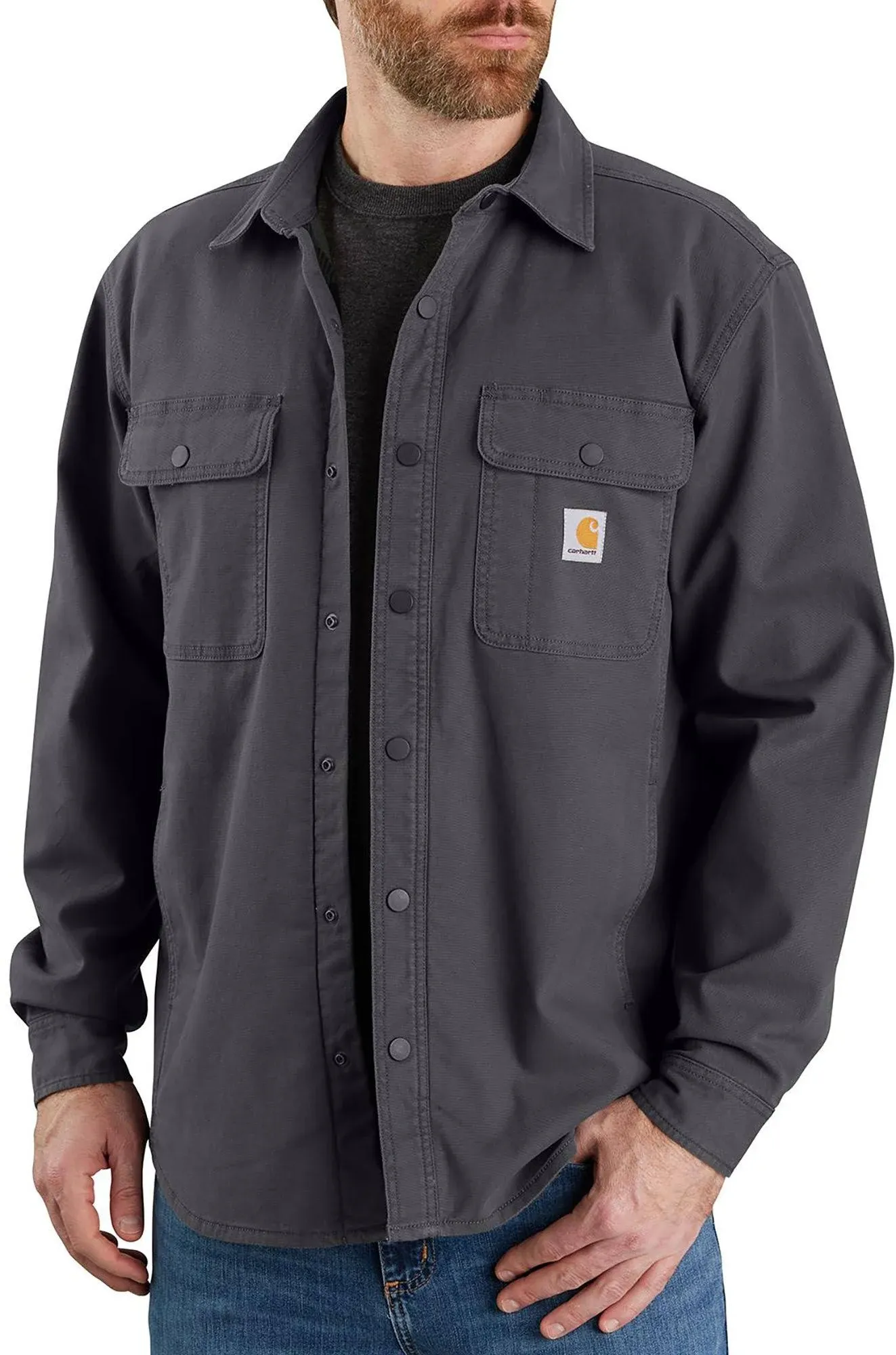 Carhartt Rugged Flex Relaxed Fit Canvas Fleece-Lined Shirt Jac, Men's Shadow