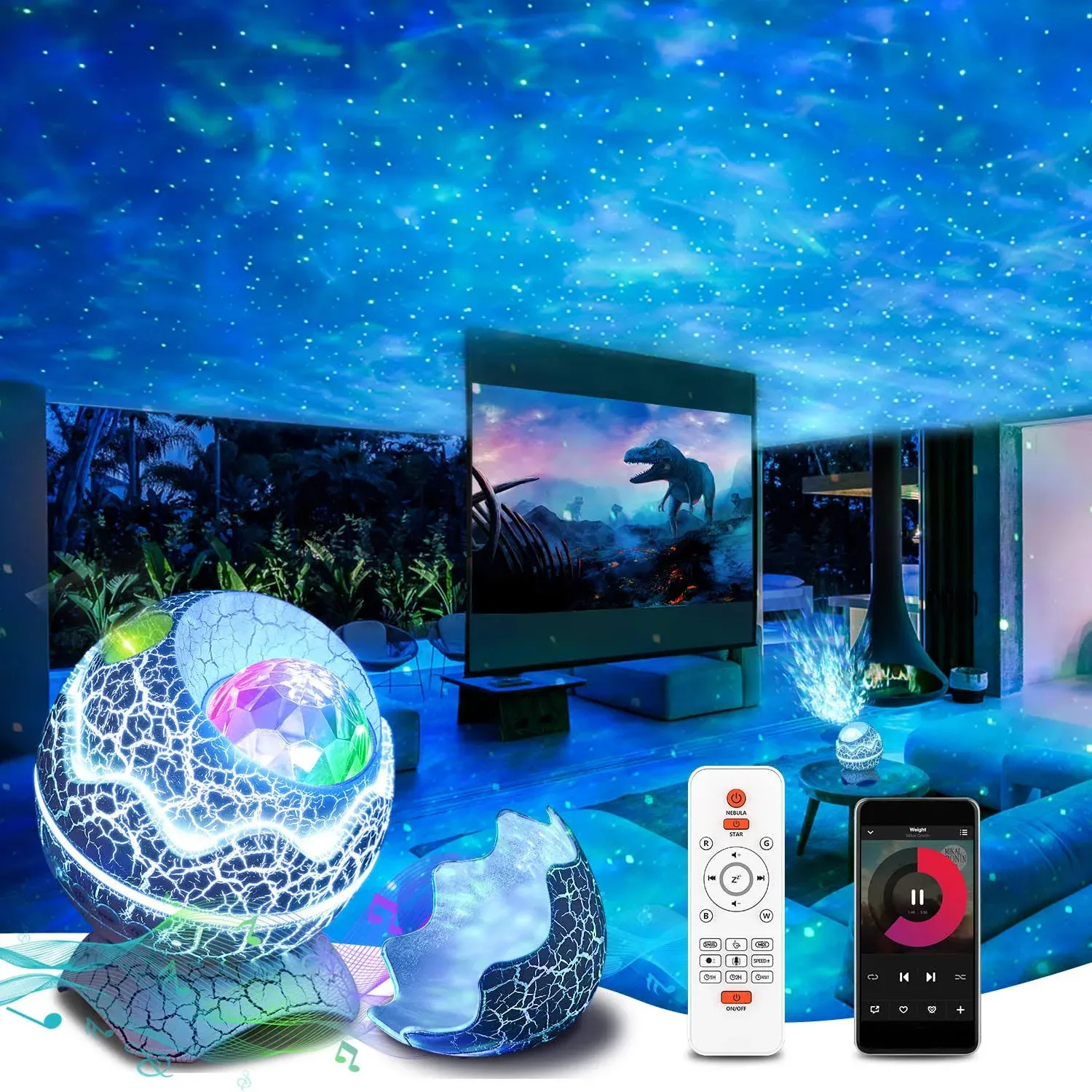 Star Projector, Anysun Galaxy Projector for Bedroom 5 in 1, Bluetooth Speaker ...