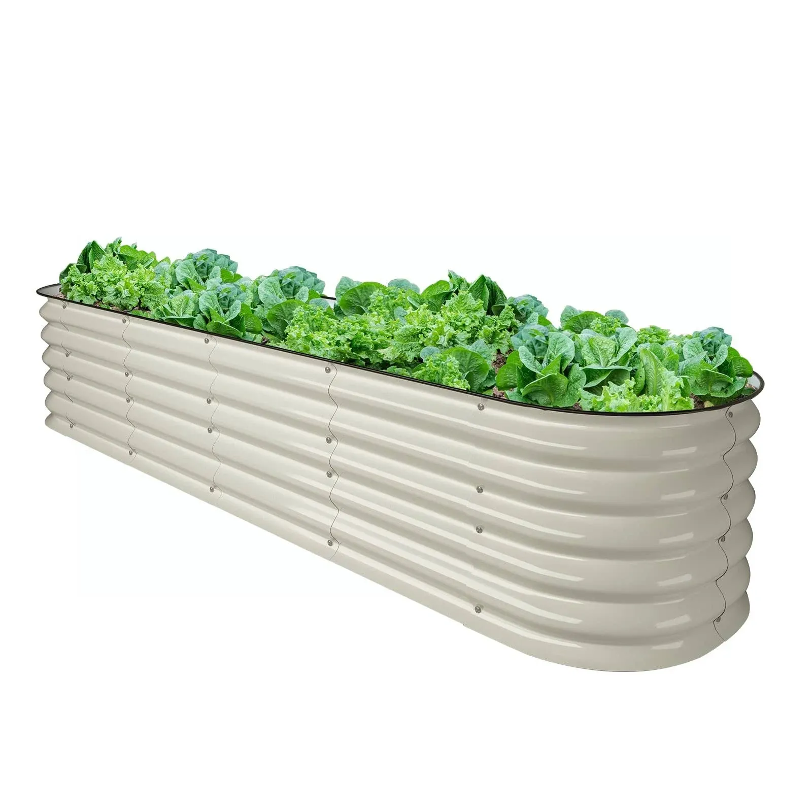 8ft X 2ft X 1.4ft Raised Garden Bed Kit, Large Zinc-Aluminum-Magnesium Stainless Steel Metal Planter Box, for Planting Outdoor Plants Vegetables, White